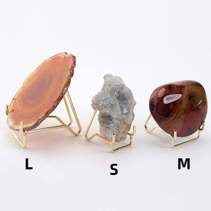 FytStycale Mineral Display Stand Geode Rack Metal Crystal Holder Shelf Suitable for Home Office Showroom Ornament, L