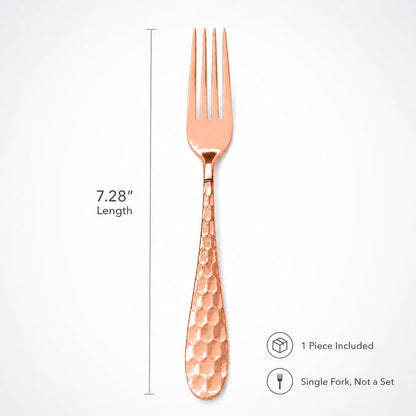 Solid Copper Honeycomb Fork, 7.28 Inch Vintage Dessert Flatware, 1 Piece