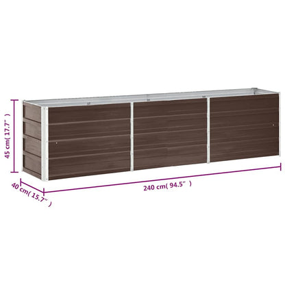 SKM Large Galvanized Steel Raised Garden Bed Brown 94.5x15.7x17.7 in,Brown (Weight 15.39KG)