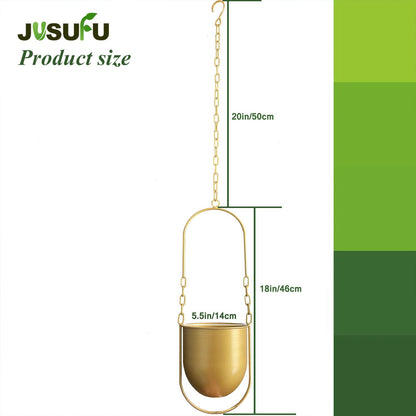 JUSUFU Metal Hanging Planters, Gold Hanging Planters for Indoor & Outdoor Plants, No Plant incld(Gold)