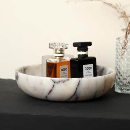 FutureStone Marble Key Bowl for Home Decor, Decorative Bowl for Coffee Table, Marble Fruit Bowl For Table Centerpiece, Coins Candy Catchall Bowl For Entryway (Calacatta Viola, 7.8" x 1.9")