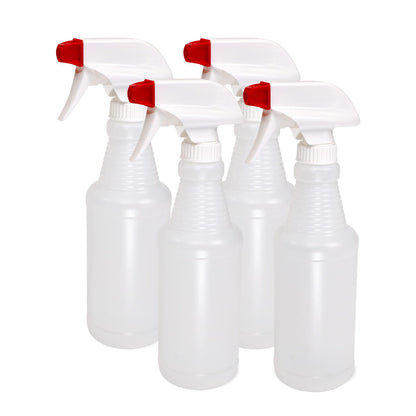 Pinnacle Mercantile Plastic Spray Bottles USA Made 4 Pack 16 oz Leak Proof Empty Refillable Mist/Stream for Cleaning Solutions, Plants, Hair, Bleach, Vinegar, Alcohol Safe