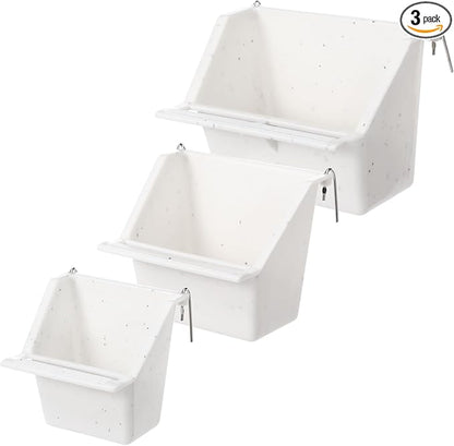 LemonRoad 3 Pcs Bird Cage Feeders Winged Plastic Cup Universal Cage Waterer Milky White Food Dishes Bowl Pet Supplies Accessories for Small Bird