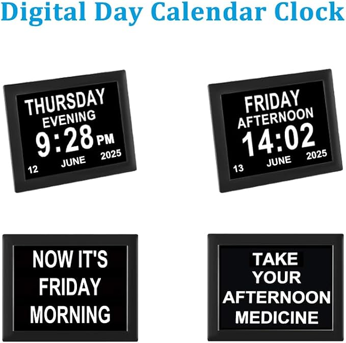 Jaihonda 8 Alarm Options Clock with Day and Date for Elderly,Level 10 Dimmable Dementia Clocks for Seniors,Large Diaplay Digital Clocks with Large Number,Alzheimers Clock(8 inch)
