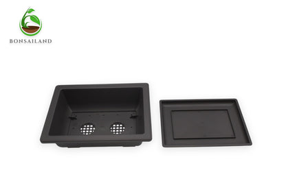 Bonsai Pots Rectangular Planter Containers with Humidity Trays, 3 Pack - 9 Inch Plastic Growing Pots for Garden, Succulents, Small Flowers and Plants