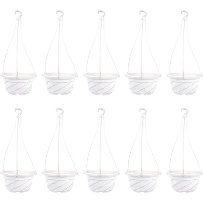 LNQ LUNIQI 10 Pcs Hanging Plastic Flower Pots Planter Basket Orchid Flower Plant Seeding Nursery Pot for Outdoor Indoor Plants and Home Garden Balcony Decoration (White)
