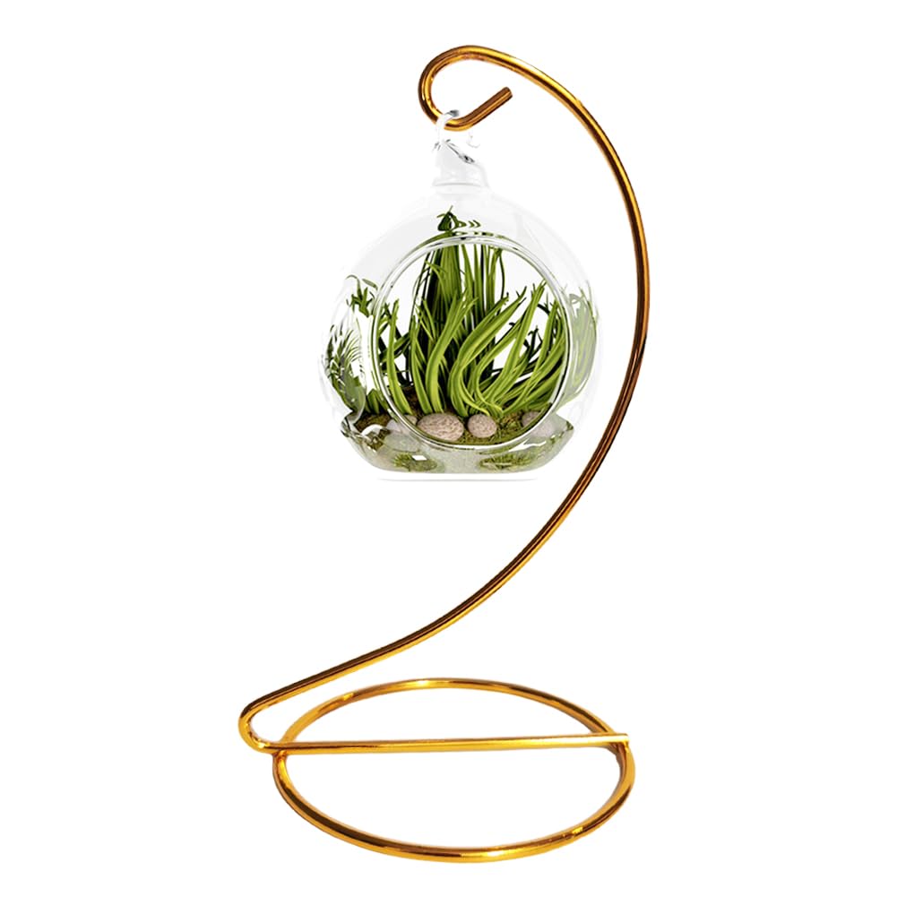 Fosinz 6 Inch Gold Ornament Display Stand, Metal Ornament Hanger Stand for Hanging Glass Globe, Air Plant Terrarium, Christmas Ornament, Witch Ball, Home Office Wedding Decoration (Gold)