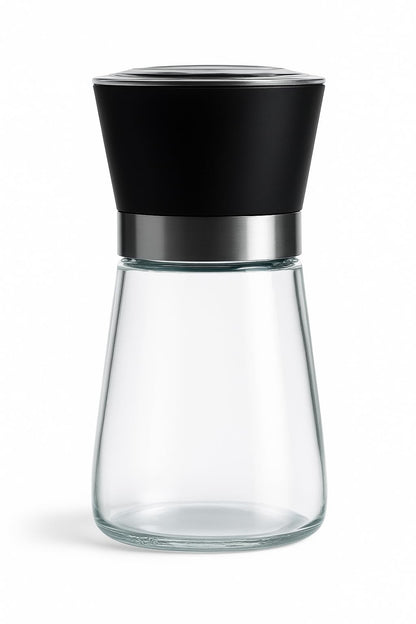 Premium Herb and Spice Grinder – Manual Glass Jar with lid with Adjustable Ceramic Burr, Portable Coffee Bean Grinder, Pepper Mill, Salt Grinder, Seed Grinder and Kitchen Spice Crusher