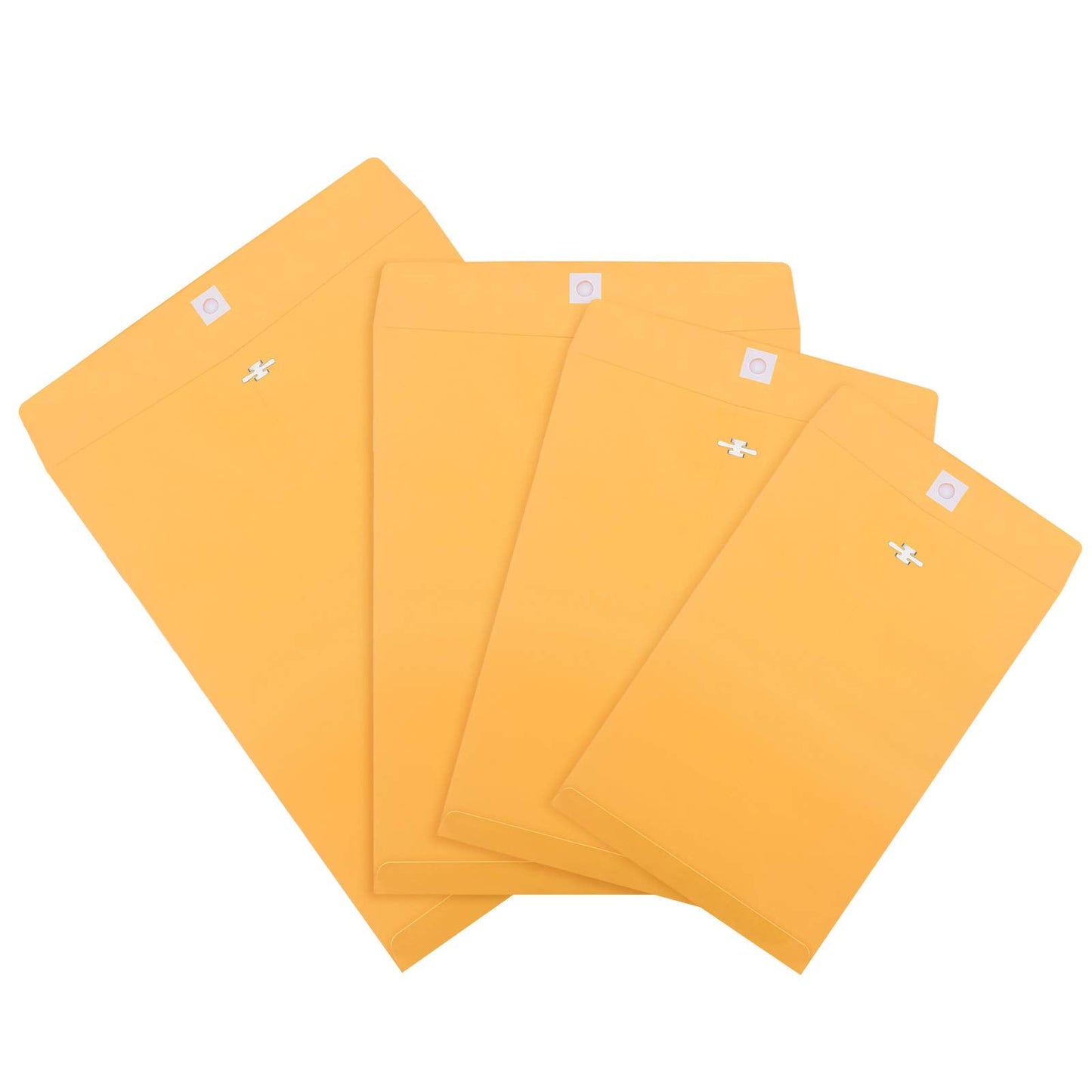 Frienda 4 Sizes Clasp Envelopes Kraft Paper Catalog Clasp Envelope with Closure for Filing, Storing or Mailing Documents, 50 Pieces(6 x 9 In, 9 x 12 In, 10 x 13 In, 12 x 15.5 In,Yellow)