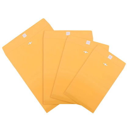 Frienda 4 Sizes Clasp Envelopes Kraft Paper Catalog Clasp Envelope with Closure for Filing, Storing or Mailing Documents, 50 Pieces(6 x 9 In, 9 x 12 In, 10 x 13 In, 12 x 15.5 In,Yellow)