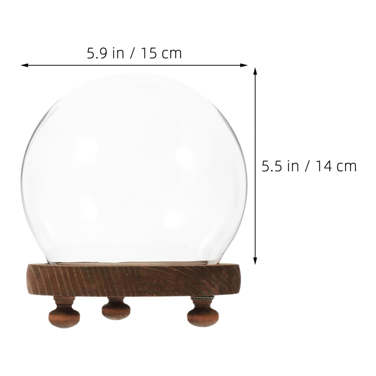 Happyyami Clear Glass Cloche Bell Jar with Wooden Base for Plants Terrariums and Preserved Flowers Elegant Display Dome Cover for Home Decor Dust Showcase Beauty