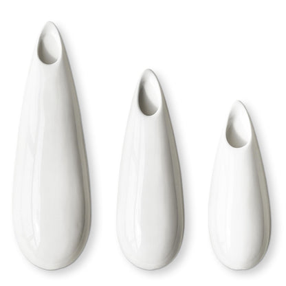 3 Pack White Ceramic Wall Vases,11.8+7.9+5.9 Inch White Vases, Cubicle Modern Decor Plant Holder Vase for Indoor Plants,Air Plants Holders,Office Minimalist Wall Decor