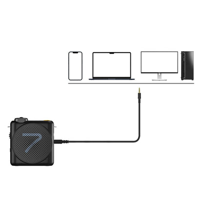 7RYMS WA2 Voice Amplifier for Teachers with Wireless Lavalier Microphone,Portable Speaker for Classroom,Speech,Training Outdoor,Mini Speaker Clip-On Mic- Noise Canceling,164ft Range,23H Working-White