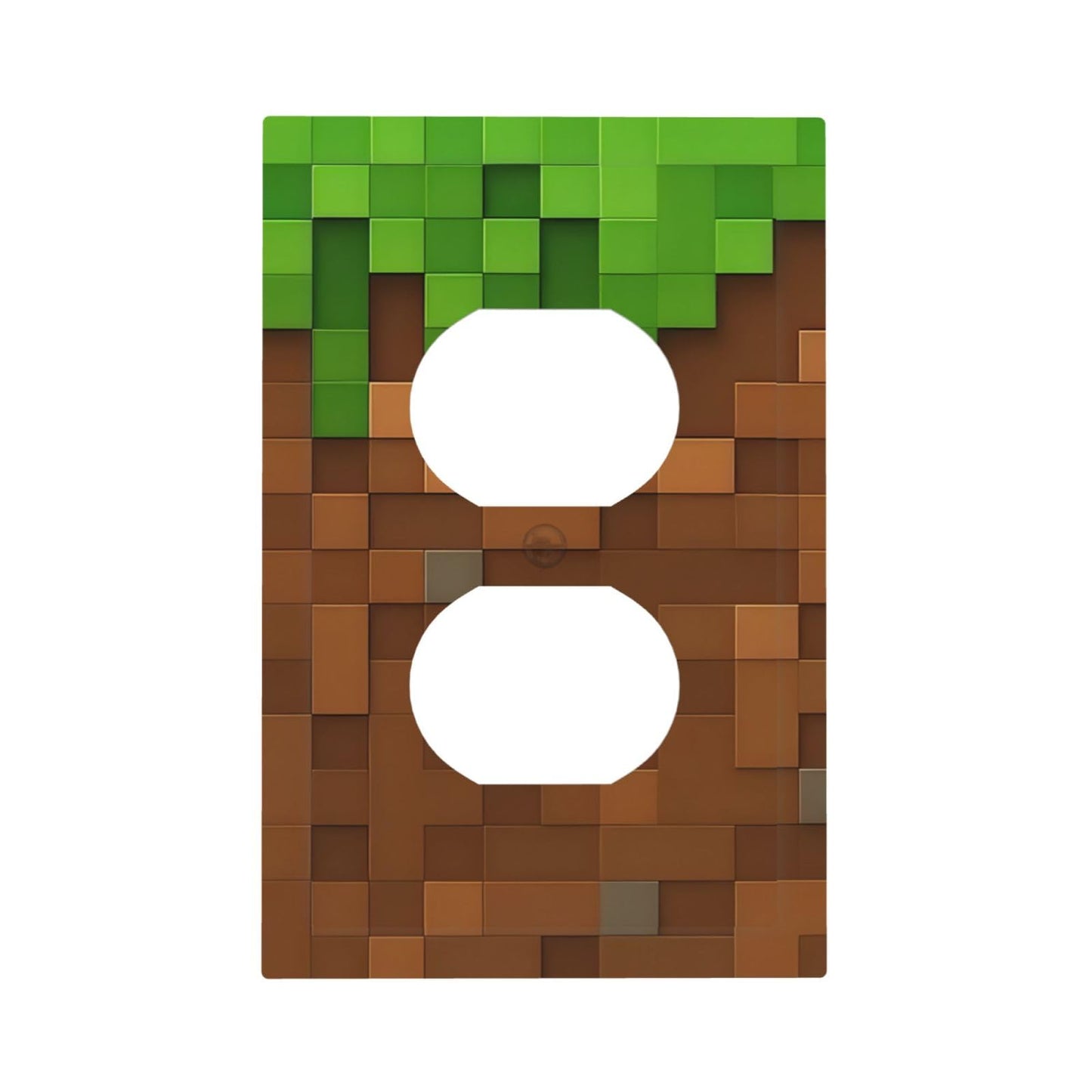 Pixel Style Gamer Themed Grass Block Outlet Covers 1 Gang Duplex Light Switch Cover Decorative Switch Plates Electrical Receptacle Faceplate Wall Plate for Kids Room Office Home Decor