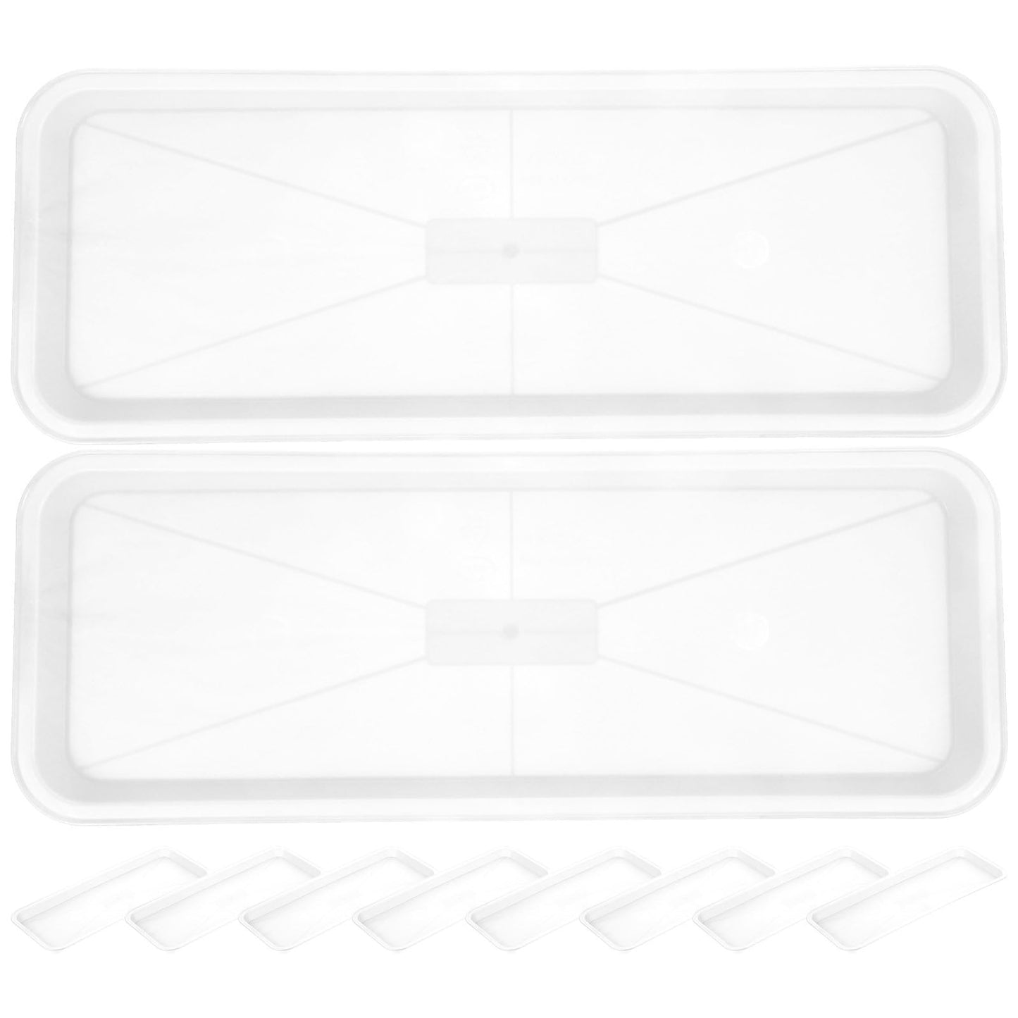 Yardwe 10Pcs Rectangular Plant Tray, Plastic Flower Pot Saucer, Reusable Bonsai Pot Tray, Ideal for Indoor and Outdoor Plants, Prevents Overwatering, Easy to Clean, 15.66 X 5.90 Inch, White