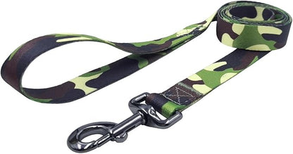 Dog Collar Leash Set, Camouflage Pattern, Polyester Material, Adjustable Collar and 5ft Matching Leash, for Large Dogs.(L, Camo)