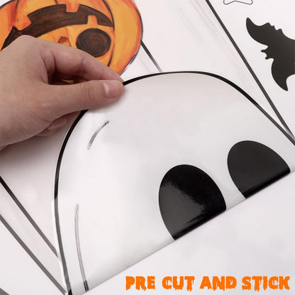 Heirloom Haven 3 Sheets Halloween Large Ghosts Window Clings,Bats Black Cat Spooky Pumpkin Window Stickers for Halloween Home Holiday Party Store Glass Decoration