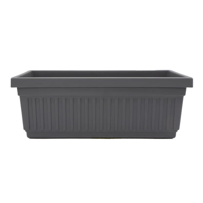 The HC Companies Venetian Window Planter Box w/Drain Plug - Long Planter Box for Windowsills, Balconies & More - Plastic Large Rectangular Planters for Herbs & Flowers (24" Warm Gray, Pack of 1)