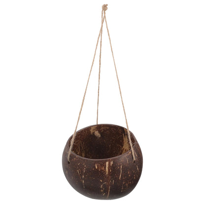 GANAZONO Coconut Shell Hanging Planter with Rope - Natural Indoor & Outdoor Hanging Pot for Orchids and Small Plants Eco-Friendly Round Coconut Planters for Home and Balcony Decor