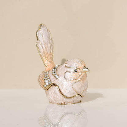 SIQIZHOU Bird Trinket Box Golden Crystal Enameled Hand-Painted Hinged Animal Jewelry Box, Elegant Home Decor & Unique Gift for Bird Lovers decor for home