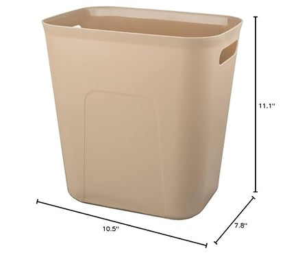 UUJOLY Plastic Small Trash Can Wastebasket, Garbage Container Basket for Bathrooms, Laundry Room, Kitchens, Offices, Kids Rooms, Dorms, 3.5 Gallon, Khaki