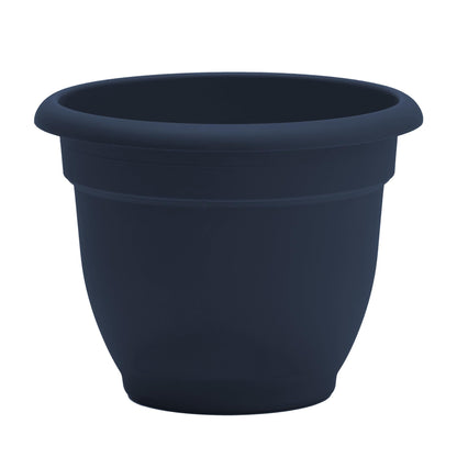 Bloem Ariana 12" Self-Watering Plastic Planter - Rolled Rim Indoor/Outdoor Garden Pot, Navy, 2-Pack