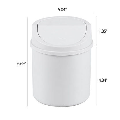 Eagrye 0.5 Gallon Tiny Desktop Trash Can, Mini Garbage Can with Swing Lid, White