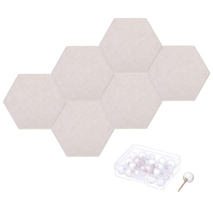 PATIKIL Felt Bulletin Board, 12"x10", 6 Packs Self Adhesive Hexagon Felt Tiles for Sound Proofing Wall Panels for Home Office Recording Studio,Game Room, Light Camel