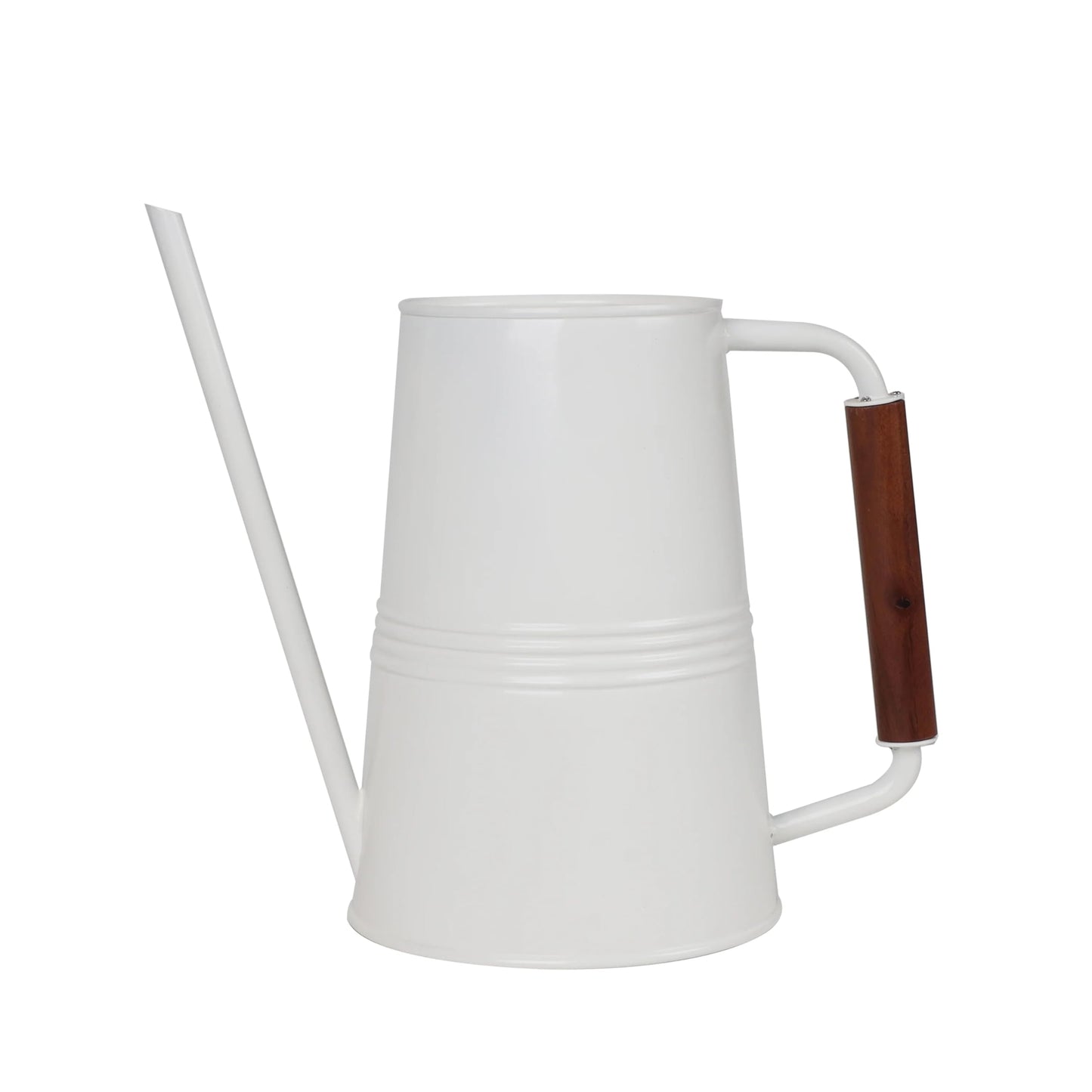 CLMSTE Metal Watering Can with Long Spout & Wooden Grip Handle,1 Gallon,White