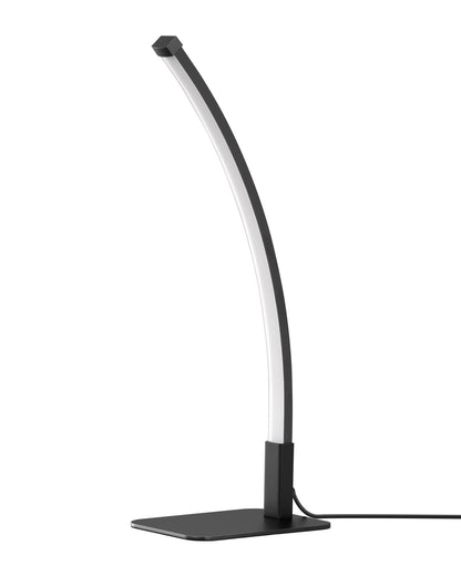 EDISHINE Curved LED Table Lamp, Modern Bedside Lamp with 3 Color Temperature & Stepless Dimming, Aluminum & Iron, Nightstand Lamp for Bedroom, Living Room, Black