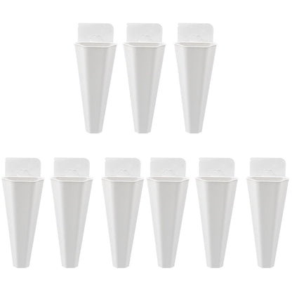 Yardwe Hanging Flower Pot 9Pcs Set White Plastic Wall Planters for Indoor and Outdoor Garden Decor Hydroponic and Trailing Compatible