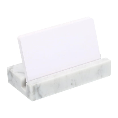 PATIKIL Business Card Holder for Desk, 2 Pack Marble Business Card Holders Stone Card Stand Organizer Cards Display for Office Exhibition, White