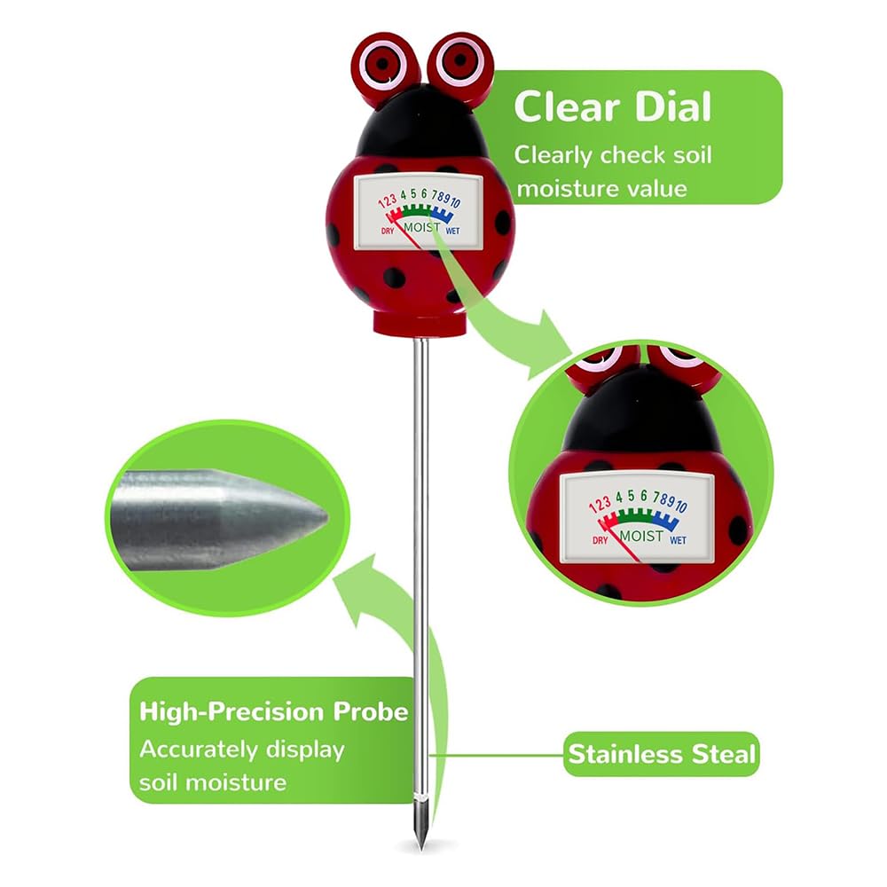 METINFUS Pack of 2 Soil Moisture Meter for Plants - [Green + Red] - Soil Moisture Sensor - Without Batteries - Improved Moisture Meter - Premium Soil Tester for Garden Potted Plants Lawn