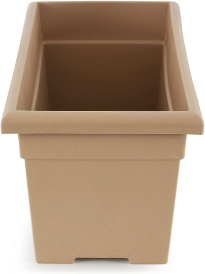 The HC Companies 28 Inch Romana Planter Box with Drainage Plug, Lightweight UV-Resistant Plastic Outdoor Planters, 1-Pack Flower Box for Garden, Patio, Balcony, and Fence, Cappuccino