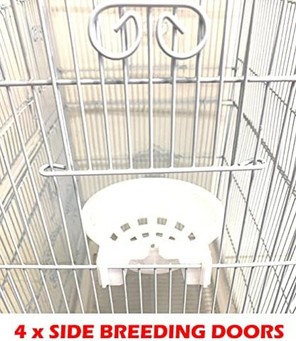38-Inch Double Roof Top Large Flight Bird House Cage with Toys & Climbing Ladder for Cockatiels Parakeets Aviary Budgie Finch Lovebird Canary Pet Bird Travel Cage Side Nest Box Doors