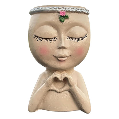 Nuhikap 1 Piece Face Planter Cute Planter Decorative As Shown Resin Flower Face Planter Pots Face Planter
