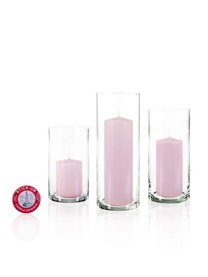 yummi Set of 36 Slim Pillars and Cylinder Vases - Blush