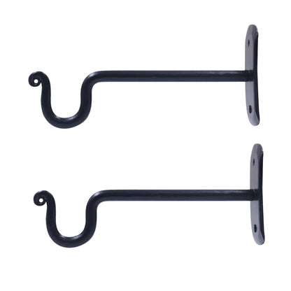 The Metal Magician 2Pc Plant Hangers Outdoor, Indoor, Wrought Iron Metal Hanger Indoor Hook, Heavy Duty Wall Bracket Hooks for Hanging Plants Baskets Lanterns Wind Chimes Black Extended U-Shape