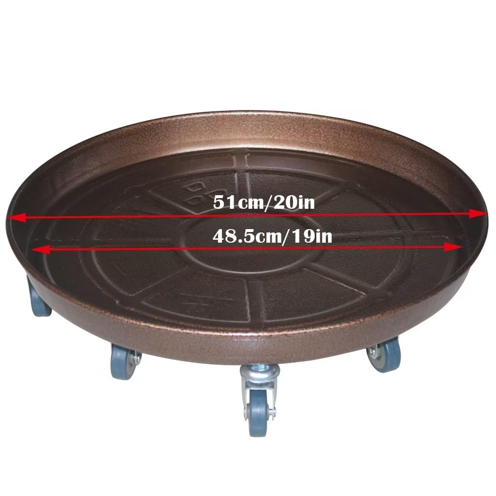 20" Heavy Duty Plant Dolly with Wheels, 380lbs Metal Rolling Plant Stand with Casters, Round Wheeled Planter Caddy Roller Base Carry Potted Tree Flower Pot for Indoor Outdoor Garden, 1 Pack, Bronze