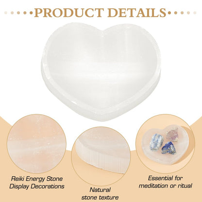 FINGERINSPIRE 2 PCS Selenite Crystal Bowl 2.8 inch Moon Selenite Bowl 2.5inches Heart Selenite Bowl Pure Selenite Smudge Bowl Natural Selenite Crystals Holder for Cleansing Charging Smudging Healing