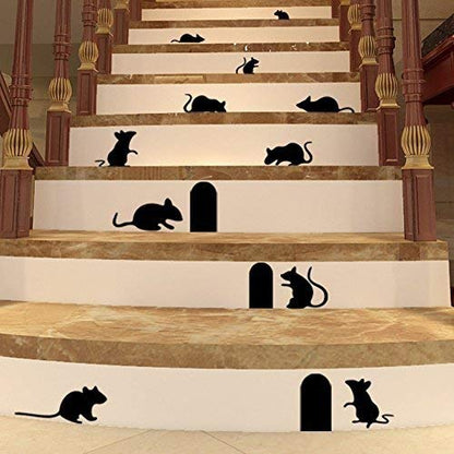 BooDecal Happy Halloween Wall Decals Stickers DIY Rats Mice Mouse Doors Sets of 15 Vinyl Lettering Decals Home Decor Wall Murals Stickers for Halloween
