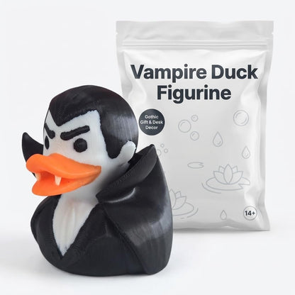 Vampire Duck Collectible Figurine - Striking Gothic Decor for Spooky Desk Display or Unique Gift - 3D Printed in Canada