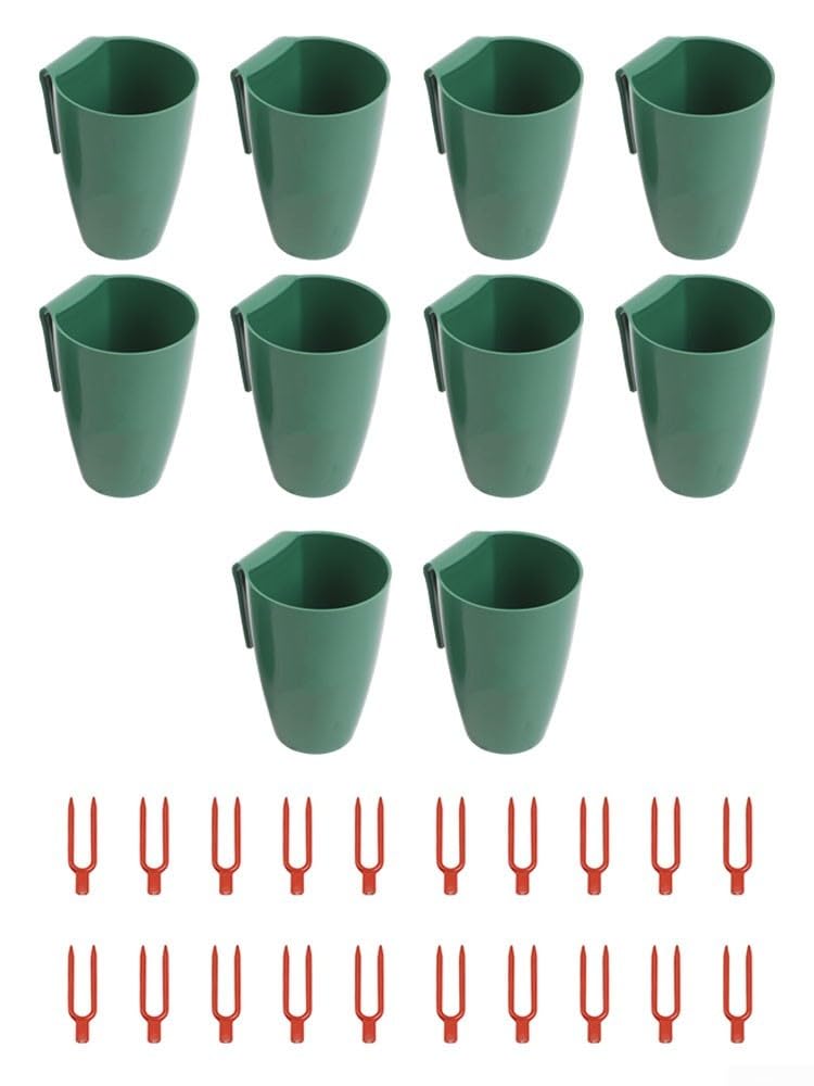 Strawberry Plant Propagation Kit with 10 Hanging Cups and 20 Rooting Forks for Indoor or Outdoor Transplanting, Space-Saving Greenhouse Gardening Tool for Home, Balcony, or Yard(Large)