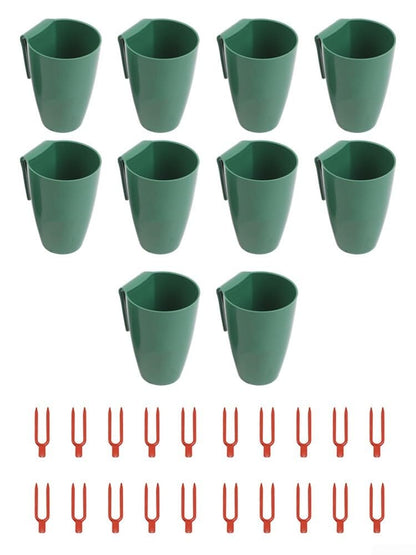 Strawberry Plant Propagation Kit with 10 Hanging Cups and 20 Rooting Forks for Indoor or Outdoor Transplanting, Space-Saving Greenhouse Gardening Tool for Home, Balcony, or Yard(Large)