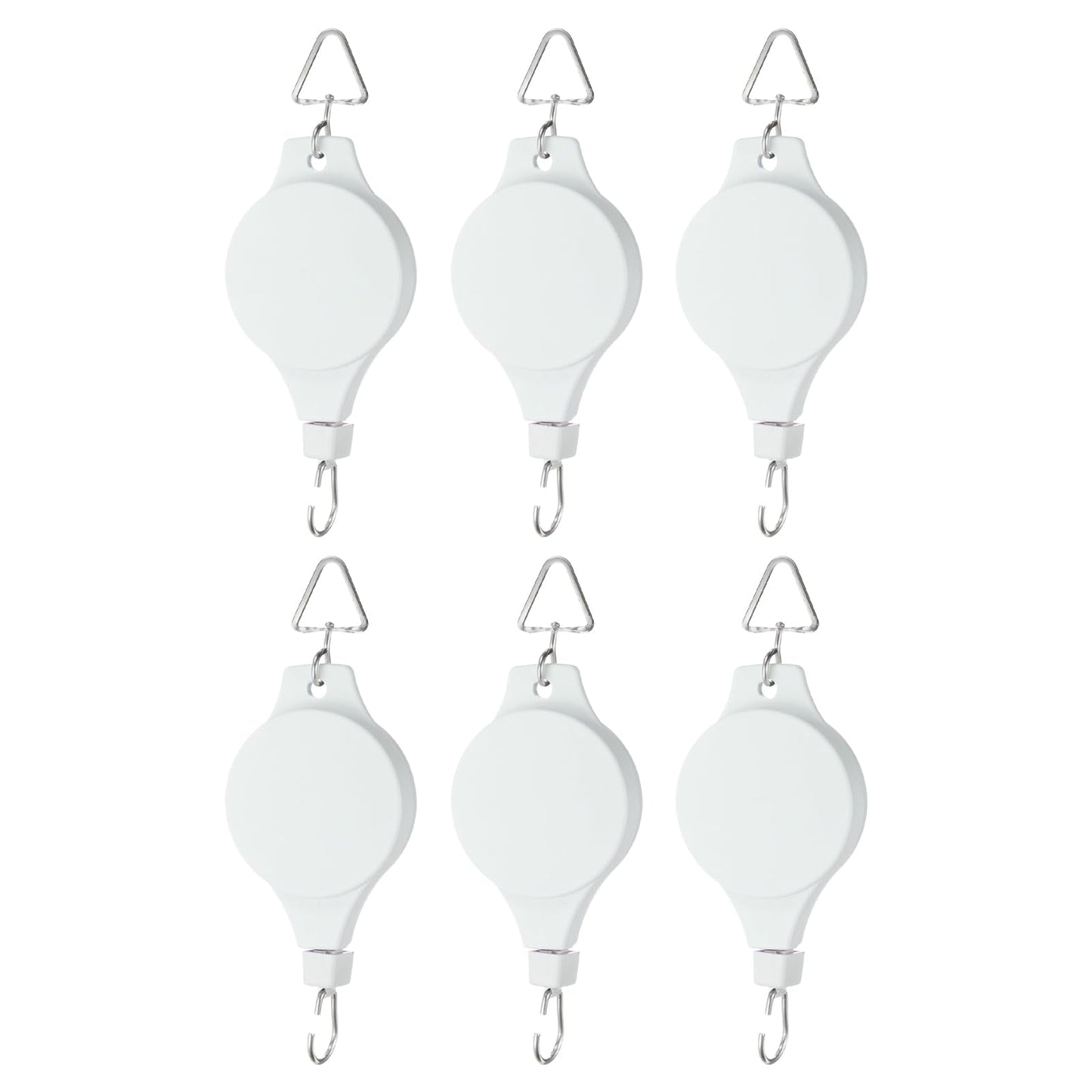 PATIKIL Plant Hanger, 6 Pcs Pulley Retractable Triangle Hanging Flower Basket Hook Indoor and Outdoor Plant Pots Holder, for Planters, Flower Basket, Wind Chimes, Bird Feeders, White