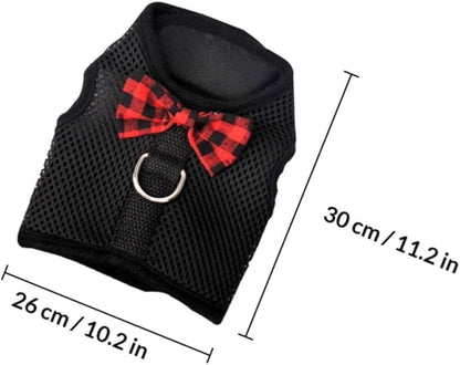 GLEAVI Pet Mesh Vest Harness Set with Pulling Strap Breathable Soft Chest Back Strap Dark Color M (30-34cm) for Rabbits Guinea Pigs Squirrels Small Pets