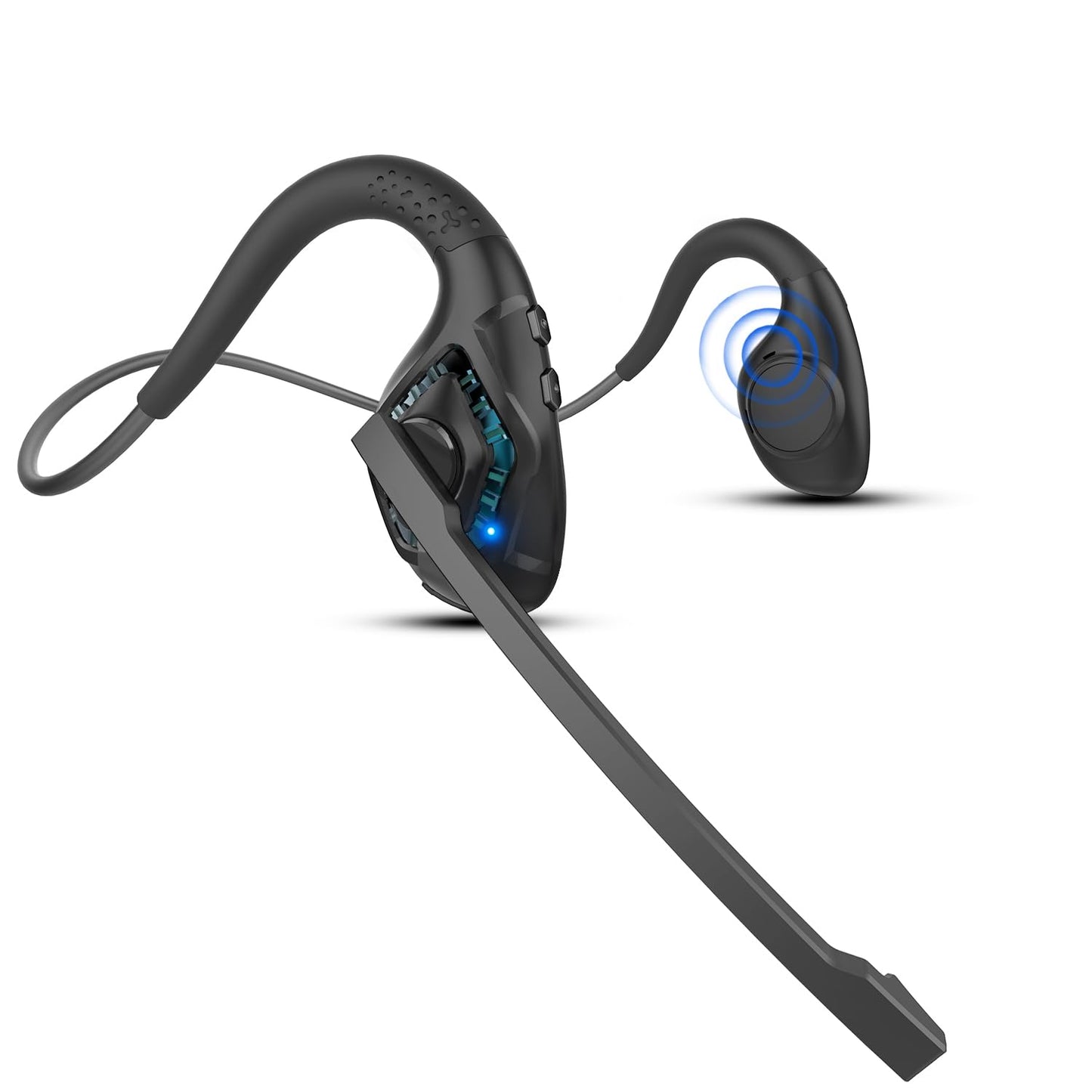 iDIGMALL Bluetooth 5.3 Headset with Microphone, Open Ear Headphones w/Noise Cancelling Mic for Phone PC Computer Laptop, Lightweight & Comfortable Wireless Headset for Office Driving Working Home,10H