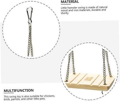 ORFOFE 2pcs Natural Swing Ladder for Hamsters Wooden Teeth Chain Toy Exercise Swing for Parrots Birds Chickens Pet Toy