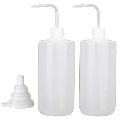 Hyber&Cara Safety Tattoo Wash Bottle 2Pcs 500ml Plastic Squeeze Bottle with 1Pc Silicone Funnel for Lab Plant Watering
