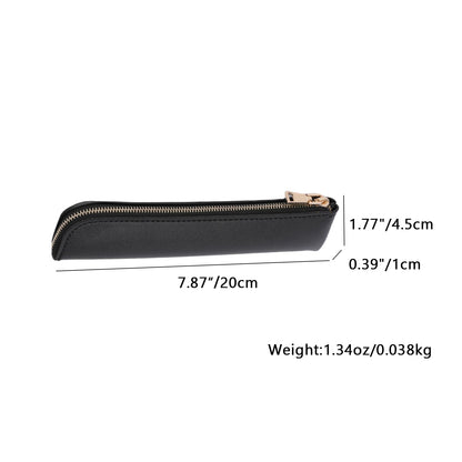 YONBEN Faux Leather Pencil Case Small Pencil Pouch Slim Pen Case Holder Zipper Bag for School Office(Black,Faux Leather)